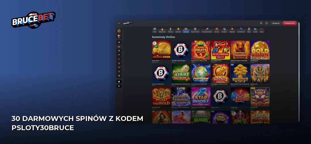 30 darmowych spinów z kodem PSloty30Bruce
