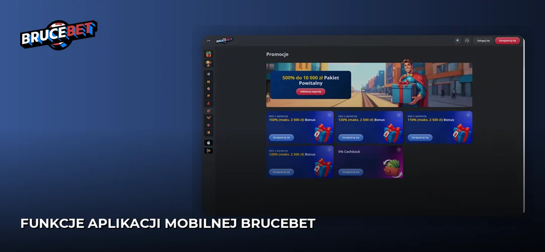 Funkcje aplikacji mobilnej BruceBet